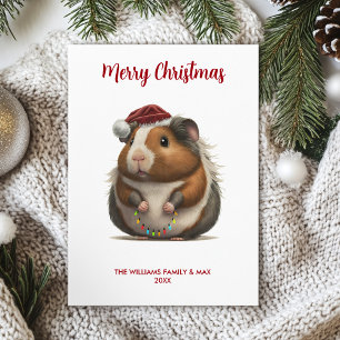 Tarjeta Festiva Familia de Conejillos de Indias Navideños Adorable