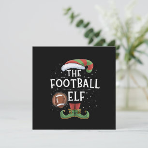 Tarjeta Festiva Familia de elfos de fútbol americano con temática 