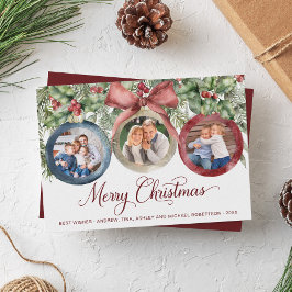 Tarjeta Festiva Familia de Escritura Elegante Navideña con Acuarel