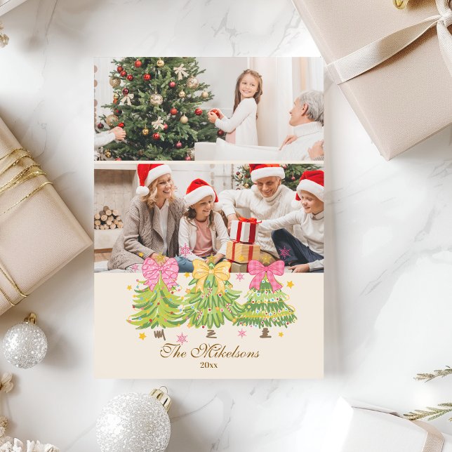 Tarjeta Festiva Familia de feriados de árboles de cinta entrecruza (Subido por el creador)