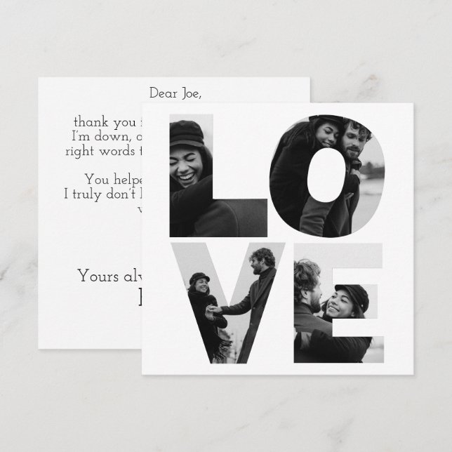 Tarjeta Festiva Familia de fotos de Personalizado de AMOR de moda  (Anverso / Reverso)