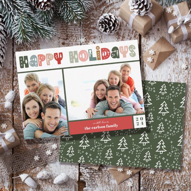 Tarjeta Festiva Familia de fotos de vacaciones felices (Subido por el creador)