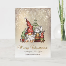 Tarjeta Festiva Familia de Gnomos Adorables Copos de Nieve