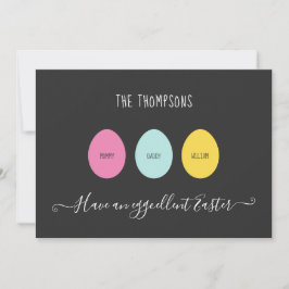 Tarjeta Festiva Familia de Huevos de Pascua de 3 Eggcellent