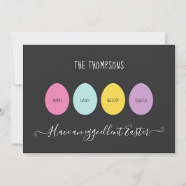 Tarjeta Festiva Familia de Huevos de Pascua de 4 Eggcellent
