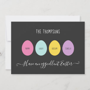 Tarjeta Festiva Familia de Huevos de Pascua de 4 Eggcellent