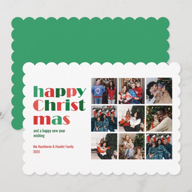 Tarjeta Festiva Familia de imágenes de personalizados múltiples mo (Anverso / Reverso)