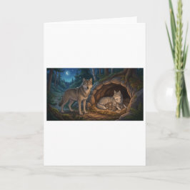 Tarjeta Festiva Familia de Lobos  