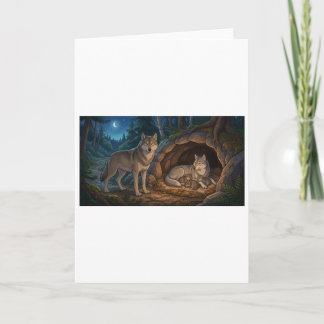 Tarjeta Festiva Familia de Lobos
