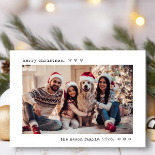 Tarjeta Festiva Familia de Máquina de Escribir Minimalista Feliz N