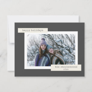 Tarjeta Festiva Familia de Máquina de Escribir Retro Foto Minimali