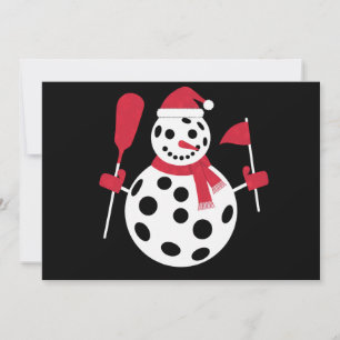 Tarjeta Festiva Familia de muñeco de nieve con sombrero de Santa N