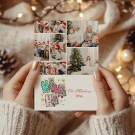 Tarjeta Festiva Familia de Navidades 6 Photo Whimsical Ho Ho Ho Ho