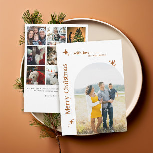 Tarjeta Festiva Familia de Navidades de fotografía Boho Minimalist