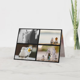 Tarjeta Festiva Familia de Navidades de frontera negra en cuatro f