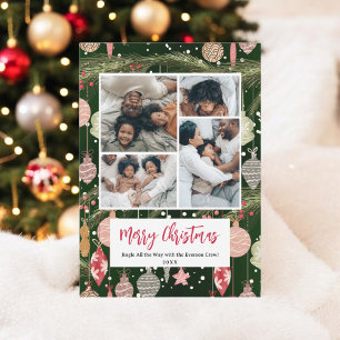 Tarjeta Festiva Familia de Navidades del patrón de ornamentos 5 fo