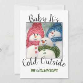 Tarjeta Festiva Familia de Nieve navidades con foto