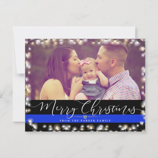 Tarjeta Festiva Familia de oficiales de policía | Personalizado de (Anverso)