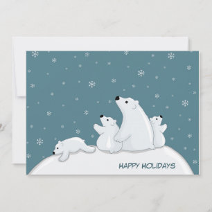 Tarjeta Festiva Familia de osos polares