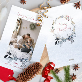 Tarjeta Festiva Familia de parejas de oro azul Navidades de fotogr