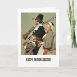 Tarjeta Festiva Familia de peregrinos. Día de Acción de Gracias de