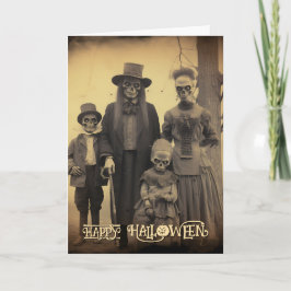 Tarjeta Festiva Familia de Zombies Espeluznantes