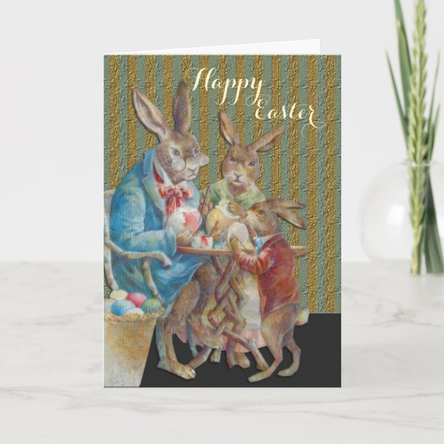 Tarjeta Festiva Familia del conejo (Anverso)