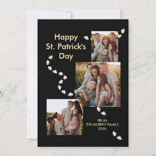 Tarjeta Festiva Familia del Día de San Patricio con trébol moderno