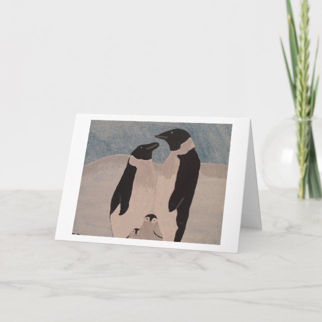 Tarjeta Festiva Familia del pingüino (Anverso)