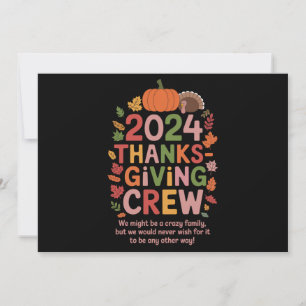 Tarjeta Festiva Familia Día de Acción de Gracias 2024 Equipo Pavo