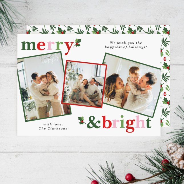 Tarjeta Festiva Familia divertida de Navidades con merry y Bright (Subido por el creador)