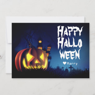 Tarjeta Festiva Familia embrujada simple Feliz Halloween Calabaza
