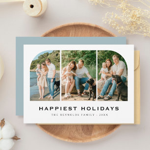 Tarjeta Festiva Familia Famoso 3 Navidades de playa fotográfica
