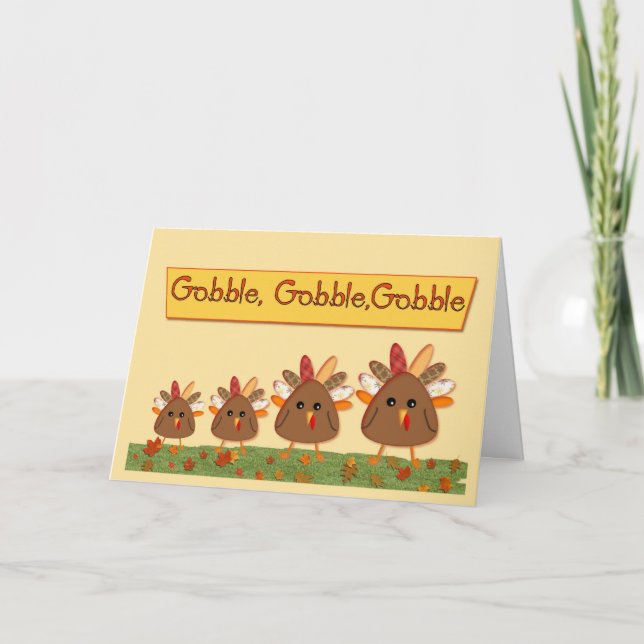 Tarjeta Festiva Familia Feliz Día de Acción de Gracias Turquía (Anverso)