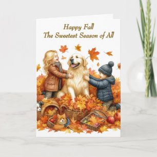 Tarjeta Festiva Familia Feliz Nostálgica de Otoño