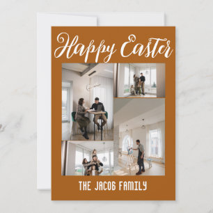 Tarjeta Festiva Familia Feliz Pascua, collage de cuatro fotos de P