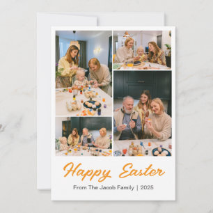 Tarjeta Festiva Familia Feliz Pascua, collage de cuatro fotos de P