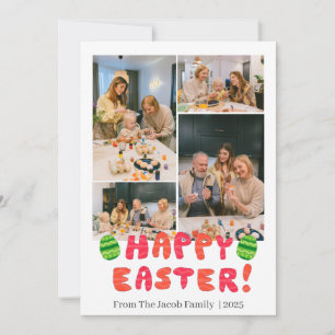 Tarjeta Festiva Familia Feliz Pascua, collage de cuatro fotos de P