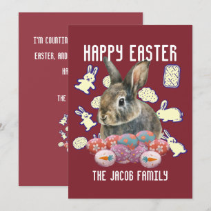 Tarjeta Festiva Familia Feliz Pascua, conejito de Pascua, personal