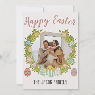 Tarjeta Festiva Familia Feliz Pascua, familia feliz una foto