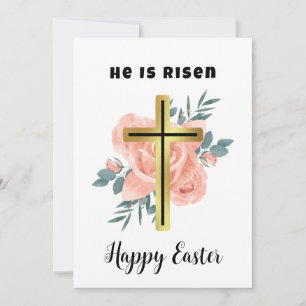 Tarjeta Festiva Familia Feliz Pascua, floral y cristiana