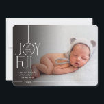 Tarjeta Festiva FAMILIA FOTO 2023 elegante tipo moderno negro de m<br><div class="desc">por kat massard >>> WWW.SIMPLYSWEETPAPERIE.COM <<< Un diseño elegante de tarjeta que presenta la cita "JOYFUL" con un tipo de guión elegante combinado con tipografía de serif y color liso en el reverso, lo que le da la oportunidad de escribir a mano un mensaje personal. ¡Con una foto en forma...</div>