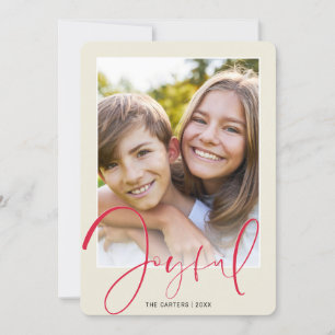 Tarjeta Festiva FAMILIA FOTO elegante guión elegante rojo alegre