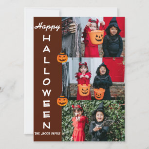 Tarjeta Festiva Familia Halloween moderna y espeluznante de tres C