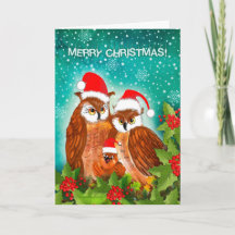 ¡Familia hermosa del búho en navidad!