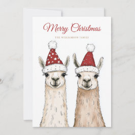 Tarjeta Festiva Familia Llama navidades
