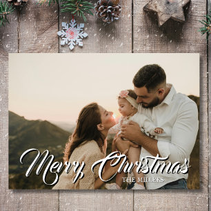 Tarjeta Festiva Familia Mínima de Fotos Gris Luminosas De Feliz Na