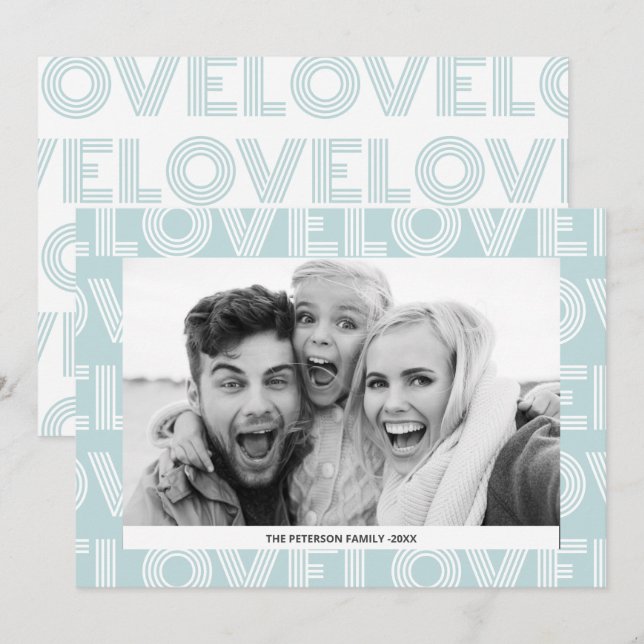 Tarjeta Festiva Familia moderna audaz amor azul foto San Valentín  (Anverso / Reverso)