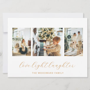 Tarjeta Festiva Familia Moderna de 3 Fotos