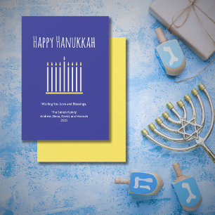 Tarjeta Festiva Familia moderna Menorah Candles Hanukkah simple